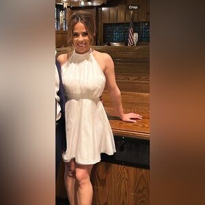 Elegant White Halter Dress